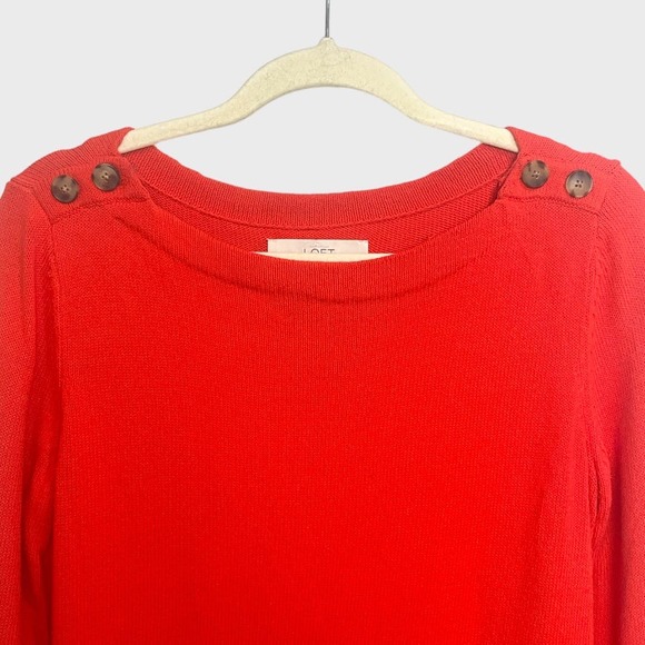 Ann Taylor Loft  Orange Button Boat Collar Button ShoulderSiz… - Picture 7 of 11